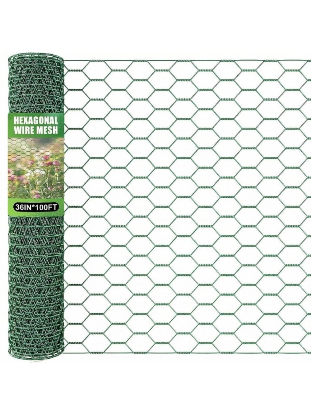 36 x 1200 Inches Green Chicken Wire Mesh for Floral Arrangements & Crafts
